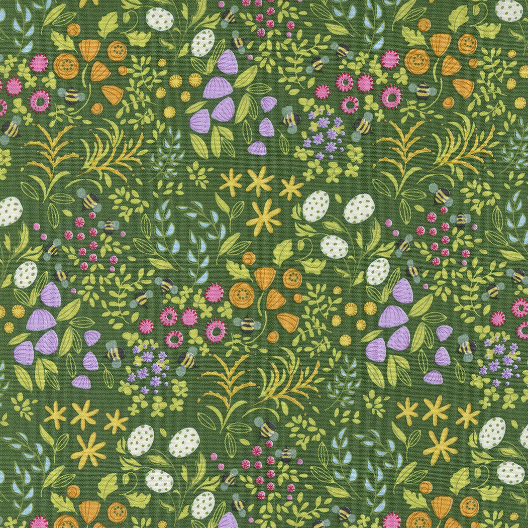 Wild Blossoms Quilt Fabric - Little Wild Things Ditsy Floral in Basil Green - 48735 16