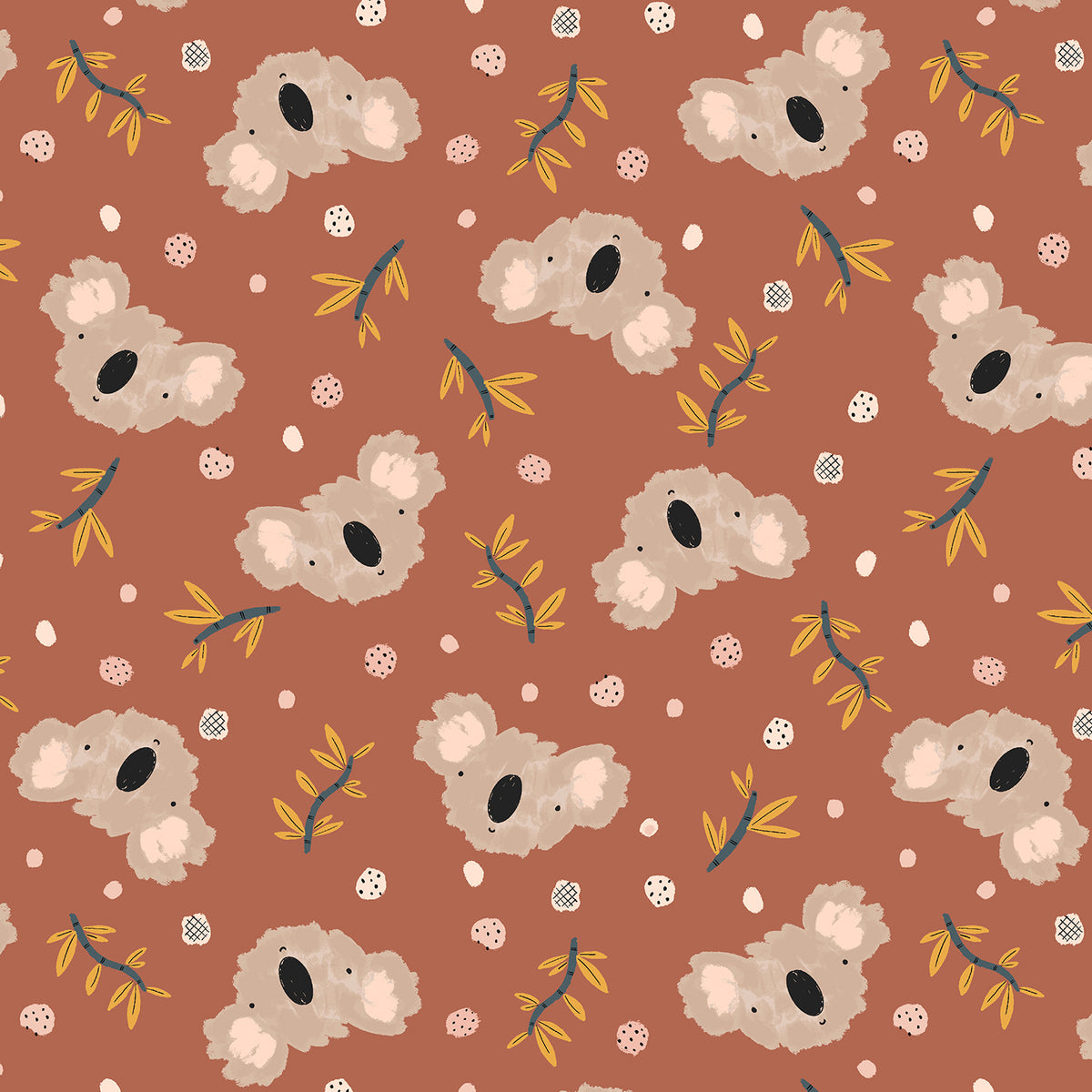 Wild Ones Quilt Fabric - Koala Dance in Clay Orange/Brown - RJ4100-CL2