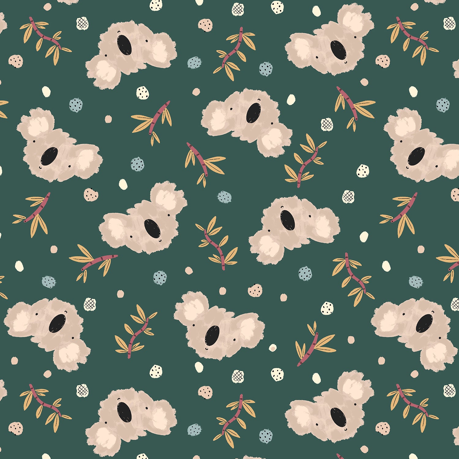 Wild Ones Quilt Fabric - Koala Dance in Leafy Green - RJ4100-LG3