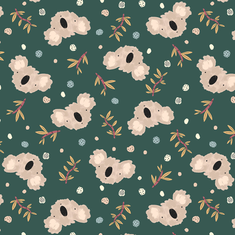 Wild Ones Quilt Fabric - Koala Dance in Leafy Green - RJ4100-LG3