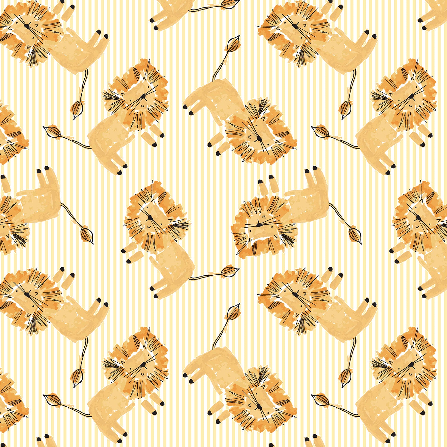 Wild Ones Quilt Fabric - Lion Pounce in Yellow - RJ4102-YE2