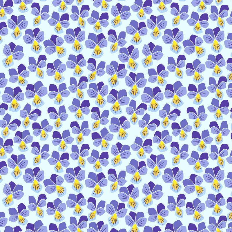 Wild and Free Quilt Fabric - Pansy in Softened Violet Blue - LV604-SV1