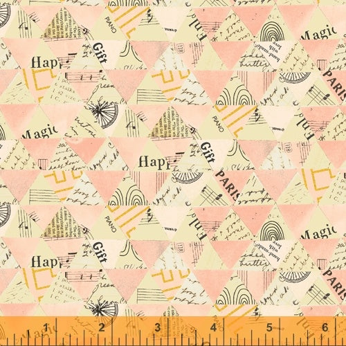 Wish Quilt Fabric - Collaged Triangles in Millennium Pink - 51743-4