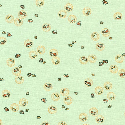 Wishwell Petit Quilt Fabric - Hamsters in Mint Green - WELD-20343-32 MINT