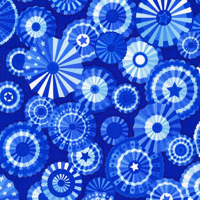 Wishwell Spangled Quilt Fabric - Paper Fans in Blue - WELM-21217-4 BLUE