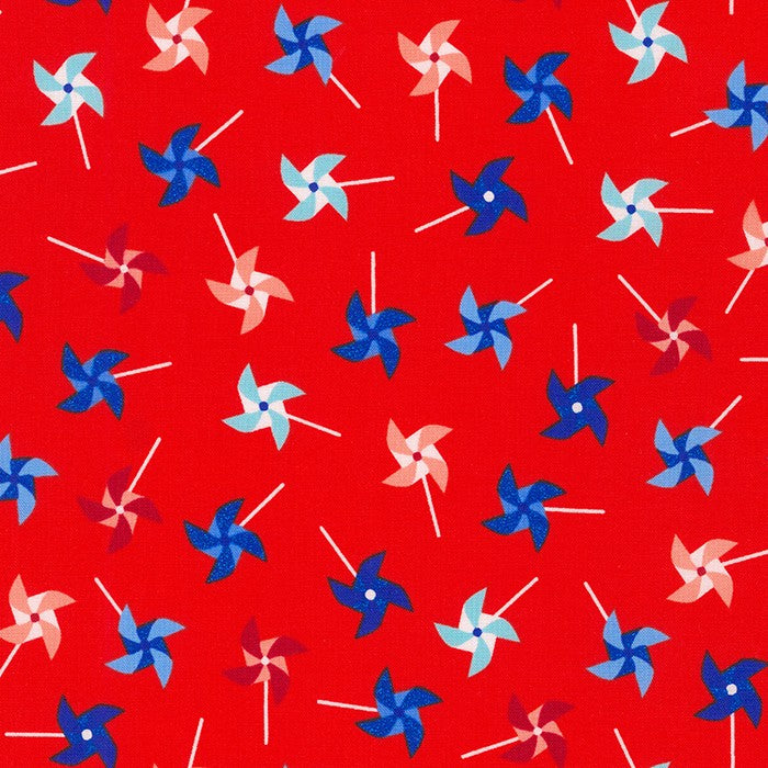 Wishwell Spangled Quilt Fabric - Pinwheels in Red - WELM-21218-3 RED