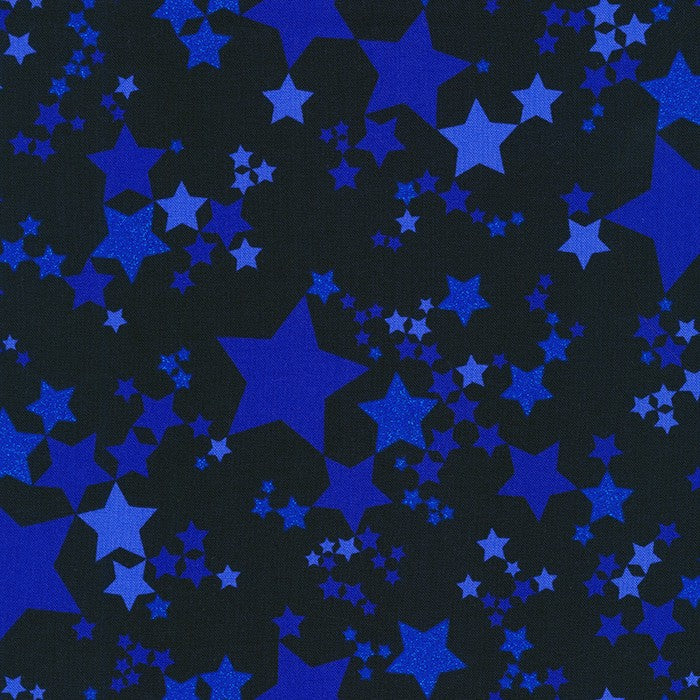 Wishwell Spangled Quilt Fabric - Stars in Navy Blue - WELM-21219-9 NAVY