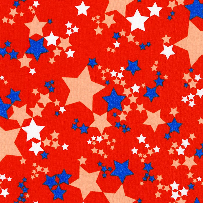 Wishwell Spangled Quilt Fabric - Stars in Red - WELM-21219-3 RED