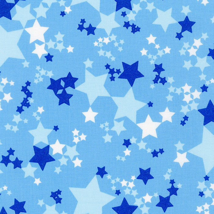 Wishwell Spangled Quilt Fabric - Stars in Sky Blue - WELM-21219-63 SKY