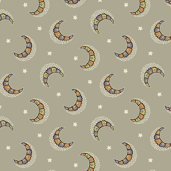 Witchypoo Quilt Fabric - Moon and Stars in Haze Gray - A-256-N