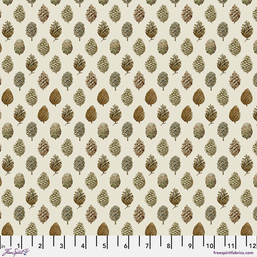 Woodland Blooms Quilt Fabric - Pinecones in Linen - PWSA040.LINEN