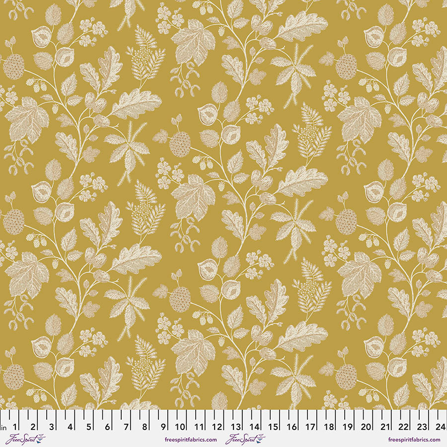 Woodland Blooms Quilt Fabric - Warwick in Saffron Gold - PWSA036.SAFFRON
