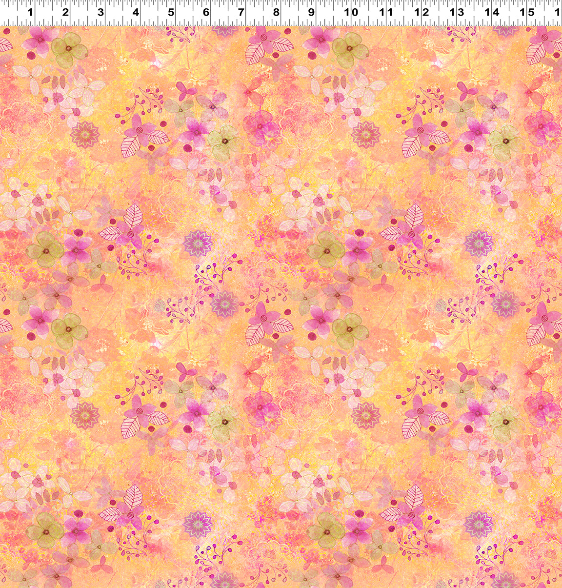 Zen Quilt Fabric - Floral in Light Orange - Y3765-35