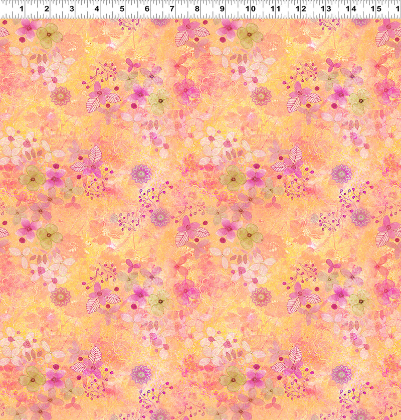 Zen Quilt Fabric - Floral in Light Orange - Y3765-35