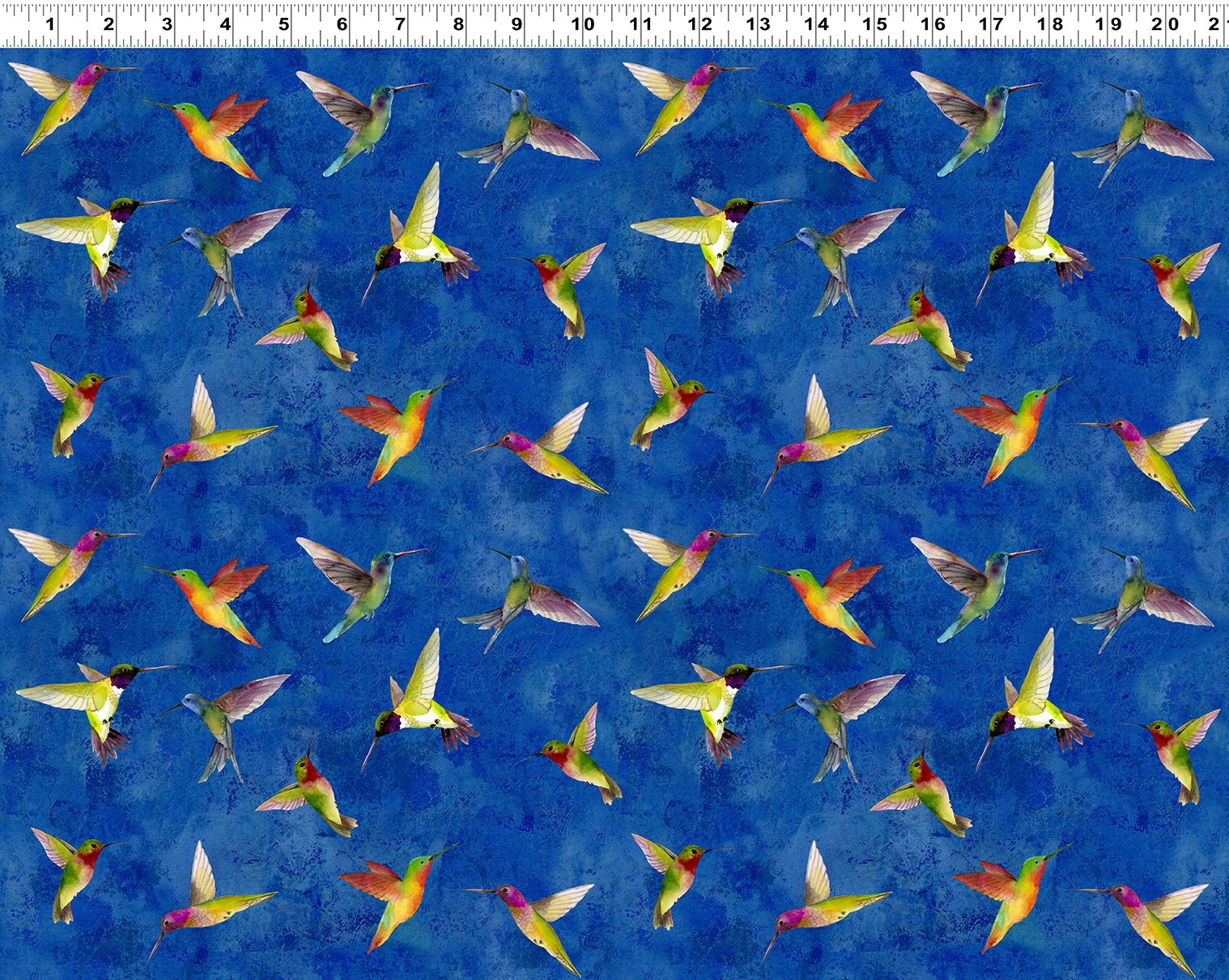 Zen Quilt Fabric - Hummingbirds in Royal Blue - Y3763-31