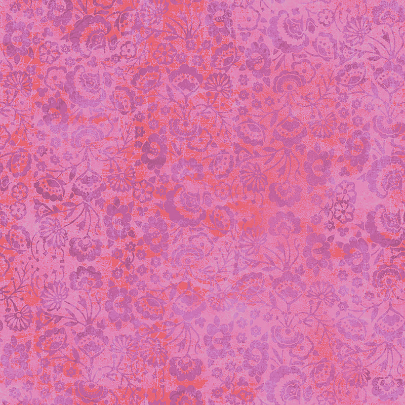 Zen Quilt Fabric - Jacobean Tonal in Raspberry Pink/Purple - Y3768-74