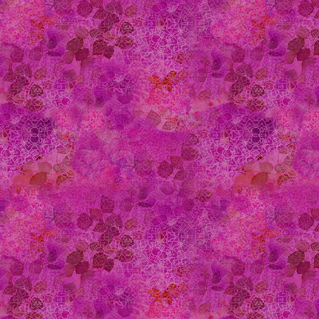 Zen Quilt Fabric - Leaves in Dark Fuchsia Pink/Purple - Y3769-78