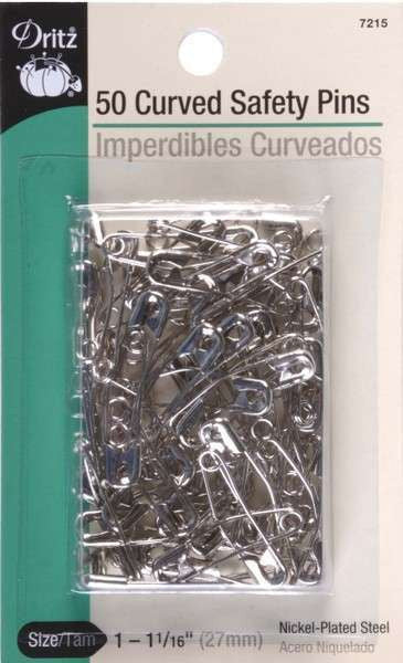 50 Curved Safety Pins Size 1