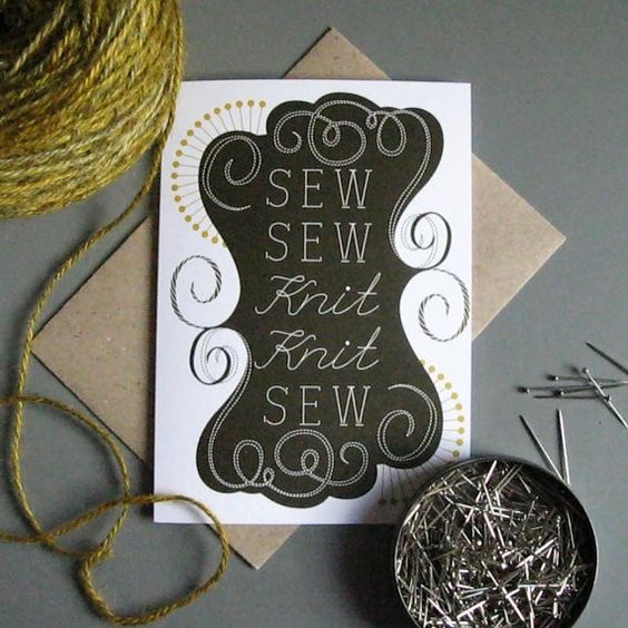 Sew Sew Knit Knit Individual Greeting Card - TF301