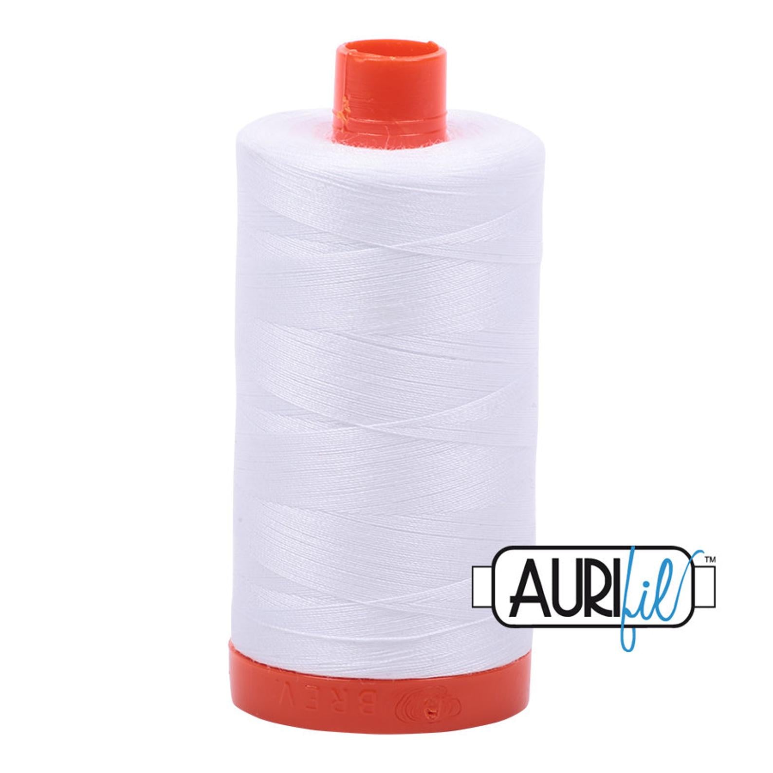 Aurifil 50 wt cotton thread, 1300m, White (2024)